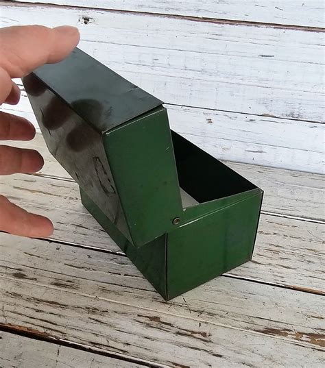 Green Metal Index Card Box 